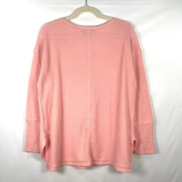 Vintage America Top Womens Small Pink Waffle Knit Thermal  Long Sleeve Soft Cozy - Picture 8 of 8